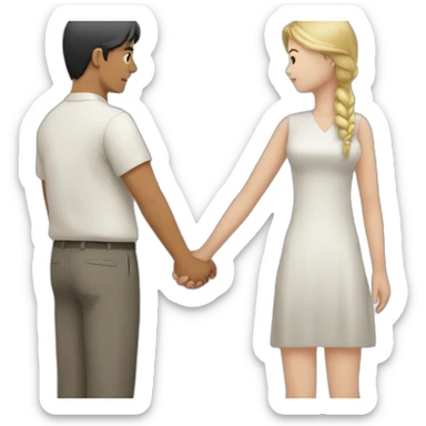 Asian male white female holding hands sticker