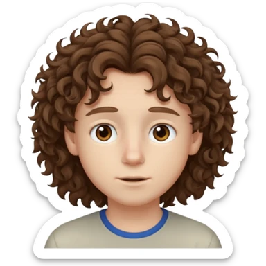 boy,  brown hair, curly hair, brown eyes, pale skin, , hair sticker