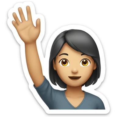 female asian raising hand sticker