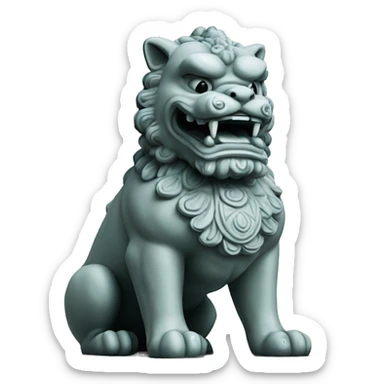 foo dog statue cement sticker