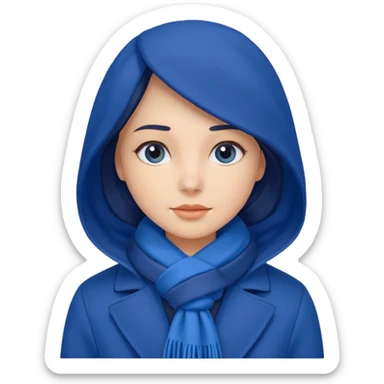woman in blue coat, scarf sticker