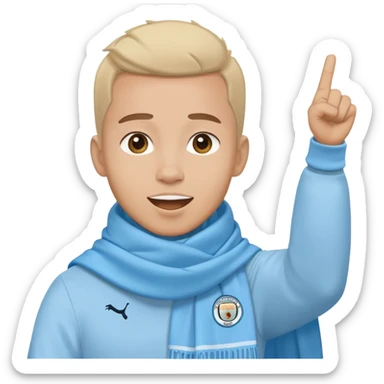 Manchester City fan cheering with sky blue scarf sticker