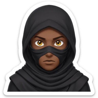 desert assassin portrait, head and shoulders only, dark hood, face scarf, mysterious glowing eyes, stealth vibe, 3D cartoon, mobile game icon style, clean background, no text, no watermark
 sticker
