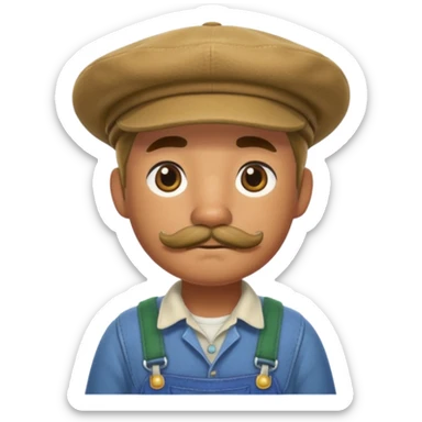 Animal crossing character, famer with a beret and a mustache  sticker