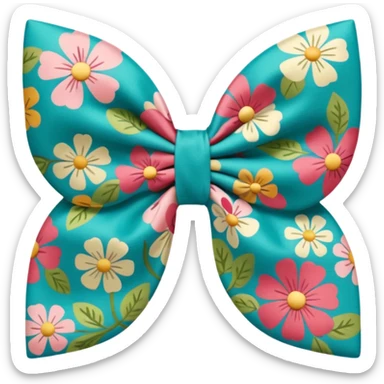Cottagecore style ultra detailed fabric cottagecore color palette, large in size size bow in a pretty floral pattern, isolated, 3d rendering, 8k, 8000x8000px, DPI 300 sticker