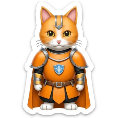 Crea un gato con armadura medieval sticker