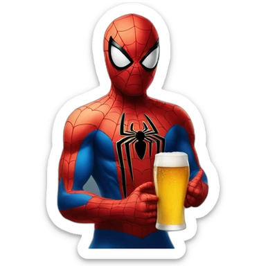 Spider man wit a beer sticker