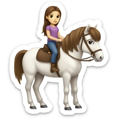 little girl with brown hair riding a poney sticker