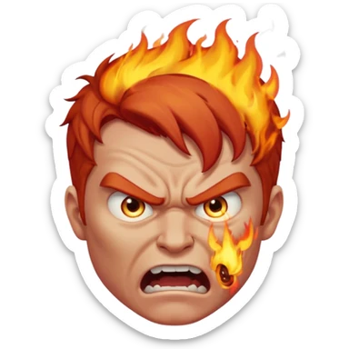 burning angry bodybuilder red haired man sticker