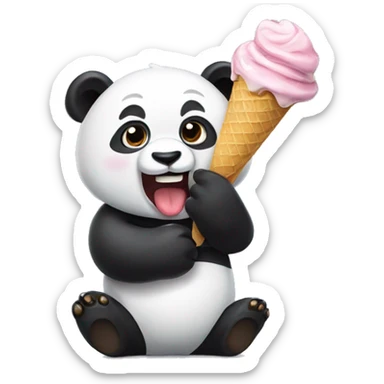 Panda eating ice cream sticker