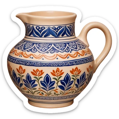 Cinematic Realistic image of a piece of Bolesławiec pottery, rendered with intricate, hand-painted designs and detailed textures, set against a softly illuminated backdrop that highlights its artisanal beauty sticker