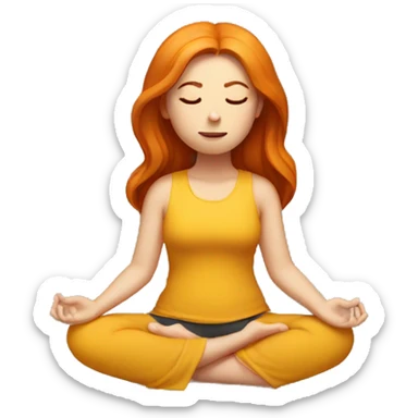 Ginger girl straight thick hair meditating full body  sticker