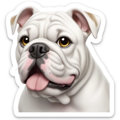 White and lilac English bulldog  sticker