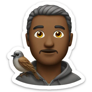 A man wth sparrow head sticker