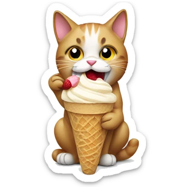 Cat eating ice cream  sticker