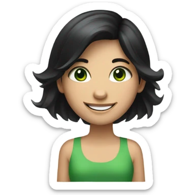 Smiling girl with Black hair and green eyes sticker
