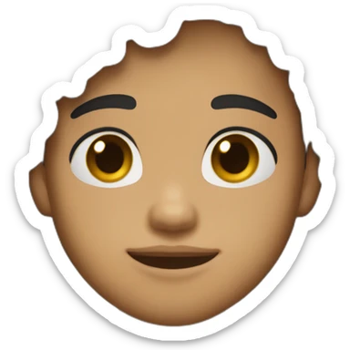 20 year old , black long hair , light brown skin tone with xegon shape face with chubby cheeks  sticker