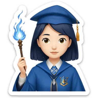 Ravenclaw Asian woman casting a spell  sticker