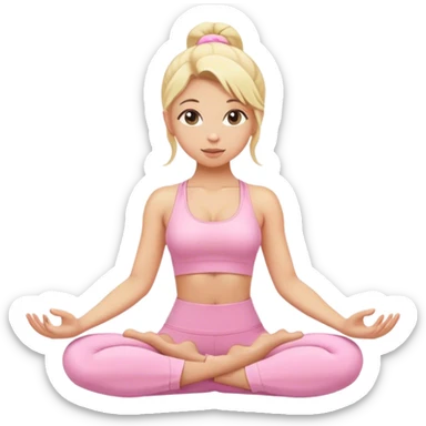 blonde yoga girl light pink clothes n sticker