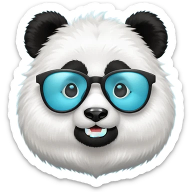 a cute panda wearing cyan colored glasses sticker