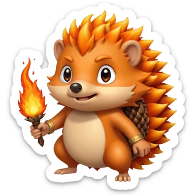 fire bender hedgehog fire in hand sticker