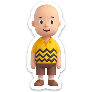 Charlie Brown 3D emoji style yellow zigzag shirt simple background sticker