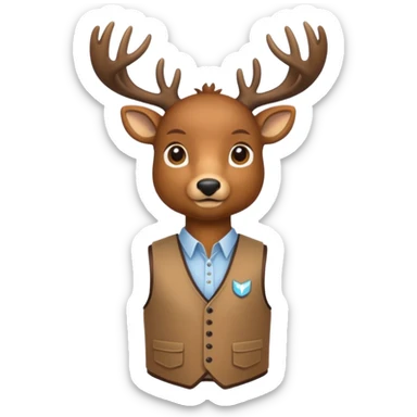 crea una mascota de equipo que sea un venado y lleve un chaleco con el nombre de telamon sticker