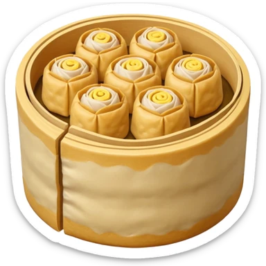 siu mai (a type of dim sum, just 1 white color fish patty wrapped by yellow dough, leaving only the top part unwrapped, shape looks like short cylinder shape) sticker