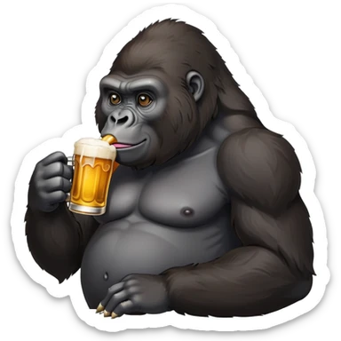 Gorilla with a beer sticker