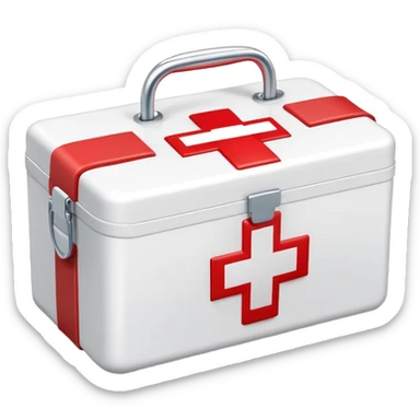 First aid medical kit box with red cross symbol sticker