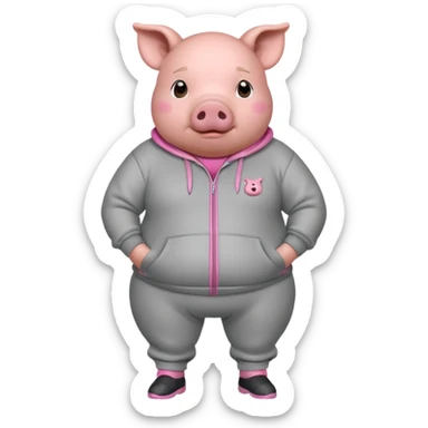 fat pig wearing sweat sticker