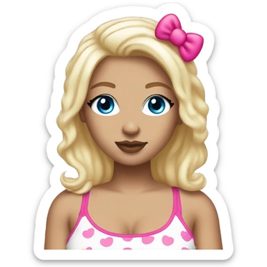 Blonde curvy white women blue eyes with hello kitty crop top sticker