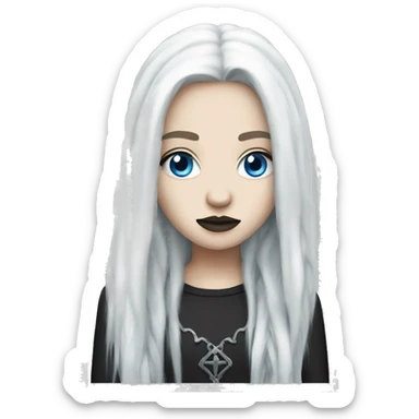 White goth girl long hair and blue eyes sticker