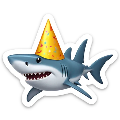 shark w birthday hat sticker