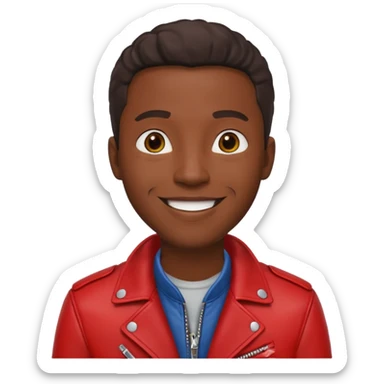 Motorbiker black man with red leather jacket sticker