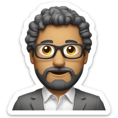 persona mayor pelo blanco, con barba blanca y gafas transparentes con camisa rosa sticker