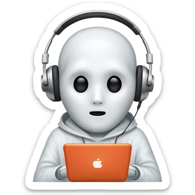 Small ghost podcaster with no face  sticker