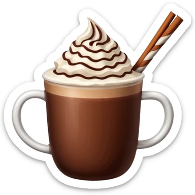 hot chocolate with a cinnamon stick sticker