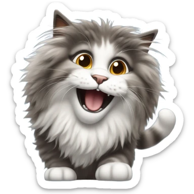 bob ross as a cat doing a backflip sticker