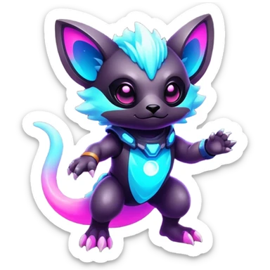 Epic Edgy Cute Colorful Nebula Modern Vernid-Protogen-creature-animal, full body sticker