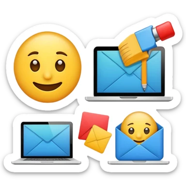 Emoji depicting the process of building a website sticker