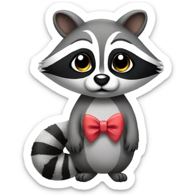 raccoon with a bow and long eyelashes sticker
