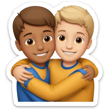 Two boy friends hug sticker