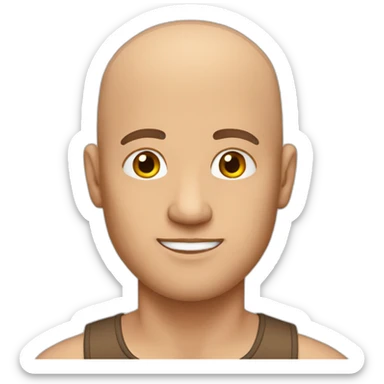 A bald man with a Brown tank top sticker