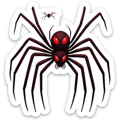 A giant shadow creature with spreading spider legs in a red stormy sky sticker