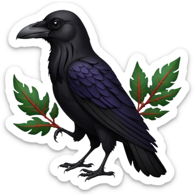 A raven holding a weirwood leaf sticker