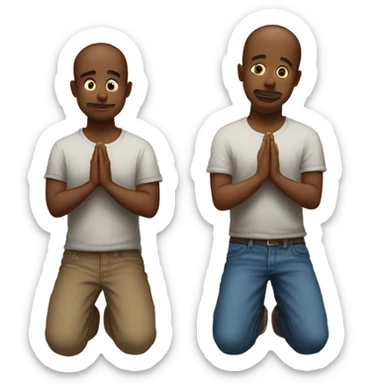 2 guys back to back praying to the lord sticker