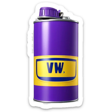 Realistic metallic purple oil can of WD40 isolated.  sticker