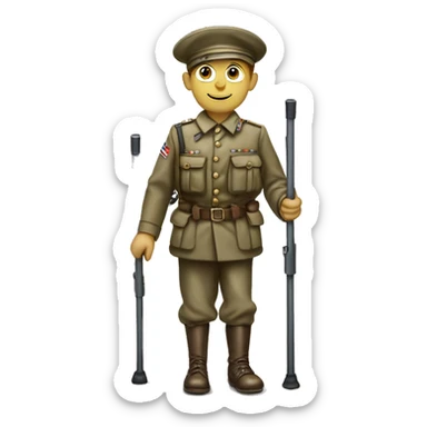 disabled ww1 soldie with amputation on crutches sticker