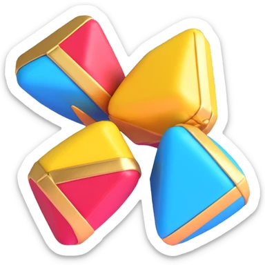 vibrant gem-like candy with gold and blue wrapper inspired by Pokémon Rare Candy sticker